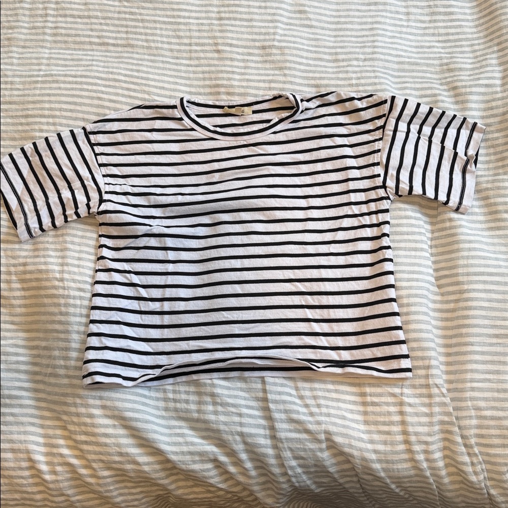 Madewell stripped black and white cropped tee